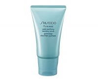 Shiseido Pureness Pore Purifying Warming Scrub. A self-warming gel scrub that unclogs pores and removes excess oil for a feeling of fresh, deeply cleansed skin. Warms comfortably on contact to help draw out pore-clogging impurities and excess oil. Contains microbeads and purifying granules for deep cleansing action. Minimizes the visibility of pores while leaving skin feeling fresh and silky. Recommended for oily, blemish-prone and combination skin. Use once or twice a week as needed.