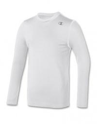 Champion Youth Double Dry Long Sleeve Compression Tee Y323-V, White, YL