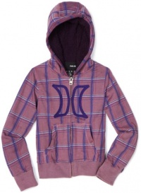 Hurley Girls 7-16 Puerto Rico Plaid Hoody, Purple Haze, X-Large