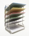 Seville Classics Office Desk Organizer, Platinum Mesh 6-Trays