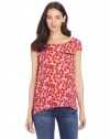 Splendid Women's Floral Pocket Tee, Bonfire, Small