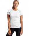 ASICS Women's Ard Short Sleeve Top,White/Aqua,Small