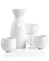 Travel around the globe with the Sake 4 All set by BIA drinkware. A minimalist white carafe and four cups help you properly sip and serve the traditional Japanese wine at home.