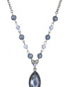 1928 Jewelry Blue Bayou Jet Montana Navette Adjustable Necklace, 16