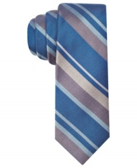 Stripes step up any work-week look with this silk tie from Penguin.