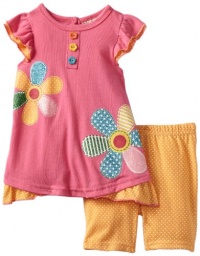 Carter's Watch the Wear Baby-girls Infant 2 Piece Tunic Set With Flower Buttons, Carmine, 12 Months