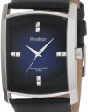 Armitron Men's 204604DBSVBK Dress Swarovski Crystal Accented Silver-Tone Black Leather Strap Watch