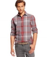 Rock your laid-back style with this plaid workshirt from Kenneth Cole New York.