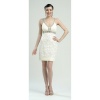 Sue Wong Womens Size 0 Ivory Beaded Sleeveless Cocktail Dress