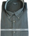 Van Heusen Button Down Long Sleeve Dress Shirt Black Stripes