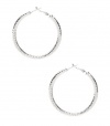 G by GUESS Clutchless Textured Silver-Tone Hoops, SILVER