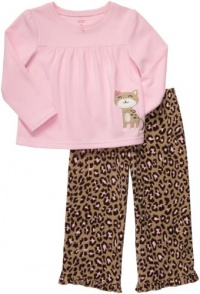 Carter's Toddler Girls 2 Pc Microfleece Pjs Set Cheetah Kitty Print (3t)