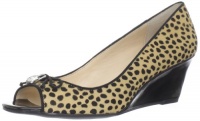 Calvin Klein Women's Olita Cheetah Wedge Pump,Beige/Black,8.5 M US