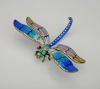 Dragonfly Decoration Figurine Swarovski Crystals 24K Gold Blue Green Enameled TRINKET, FIGURINE