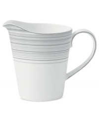 Band together around dinnerware that's equally suited for every day and entertaining. Clean lines and shades of gray in white bone china define the Islington creamer with easy sophistication. From Royal Doulton.