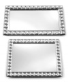 Your entire room will sparkle with the fabulous Mirrored tray, featuring reflective glass trimmed with faceted beads. Set it on top of a table or dresser to hold everything from drinks and snacks, to candles and cosmetics.