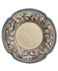 Truly one of a kind, the handcrafted Rosone salad plate evokes the old country with its rustic form and watercolor floral design. Complements the Arte Italica dinnerware collection.