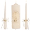 Celebration Candles Wedding Unity Candle Set, 9-inch Pillar Candle with Corinthian Bible Verse, with matching 10-inch Taper Candles, Ivory