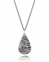 This modern pendant necklace from PANDORA features twisted sterling silver cable and bezel-set rhodolite stones for an out-of-the-box jewelry look.