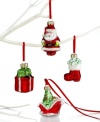 A whole lot of merry. Classic Christmas icons make your tree four times as festive in shiny red and green glass from Martha Stewart collection,