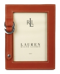 The picture of Lauren Ralph Lauren style, the Fairwood frame is crafted of sumptuous leather in a burnt sienna hue and all buckled up in silvertone hardware.