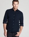 A handsome corduroy shirt exhibits your taste for texture and its slim fit reveals your sense of modern trends.