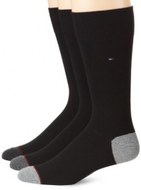 Tommy Hilfiger Men's 3 Pack Heel Toe Flatknit Crew Socks