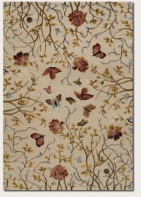 Couristan 0233/0039 EDEN Monarch Garden 72-Inch by 108-Inch Wool Area Rug, Ivory/Peony