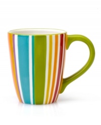 Covered in festive stripes, the Striped mugs from Clay Art rejuvenate your daily routine with a double dose of color and style, all in dishwasher-safe earthenware. (Clearance)