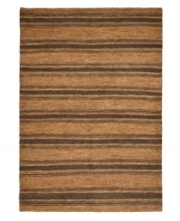 A classic charcoal stripe mingles with dark, neutral tones, creating a casual yet sophisticated area rug from Lauren Ralph Lauren. Hand-knotted of pure jute and natural hemp, the Cliff Stripe rug is as durable as it is smart in style.