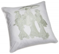 Natori 20 by 20 Geisha Embroidery Decorative Pillow, Green