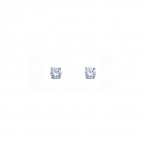 .925 Sterling Silver Rhodium Plated 2mm Round CZ Solitaire Basket Stud Earrings for Baby and Children with Screw-back