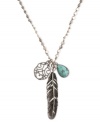 Flight of fancy. This necklace from Lucky Brand is crafted from silver-tone mixed metal, with semi-precious rock crystal accents for a stylish approach. Item comes packaged in a signature Lucky Brand Box. Approximate length: 30 inches. Approximate drop: 2-7/8 inches.