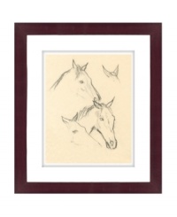 Expand on the classic equestrian theme of Lauren Ralph Lauren with the Horse's Heads art print. Sketched from the tip of the ears to as far as its snout, this handsome pony takes the lead in refined country settings.