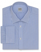 A tried-and-true check pattern lends traditional appeal to this finely tailored dress shirt from Ike Behar, crafted with a regular fit and a comfortable drape. Pair with a silk tie for a strong professional look.