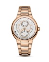 Philip Stein® active rose gold plated chronograph watch with integrated bracelet strap and a butterfly buckle closure.