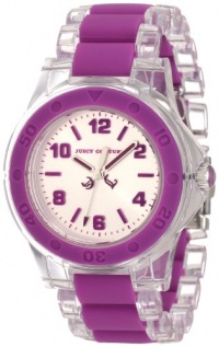 Juicy Couture Women's 1900868 Rich Girl Clear Plastic Bracelet With Purple Silicone Inlay Watch