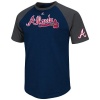 MLB Atlanta Braves Big Leaguer Fashion Crew Neck Ringer T-Shirt, Navy Heather/Charcoal Heather