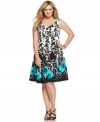 Nine West adorned this plus size A-line with a pretty floral print and totally flattering fit.