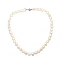 Pearlz Ocean Sterling Silver White Freshwater Pearl 9-10 mm Necklace