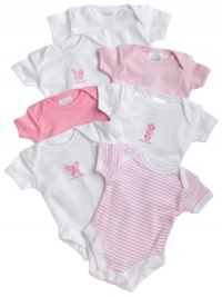 Spasilk 100% Cotton Assorted Short Sleeve Lap Shoulder 7-Pack Bodysuit