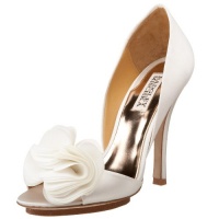 Badgley Mischka Women's Randall Open-Toe Pump,White Satin,8 M US