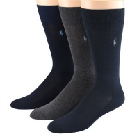 Polo Ralph Lauren men's socks Dress Bamboo Cushioned Foot Flat Knit assorted 3pairs