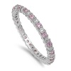 2mm Sterling Silver WHITE GOLD TONE Stackable Handset PINK & CLEAR Swarovski Crystal CZ Eternity Engagement Ring 4-10