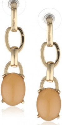 Anne Klein Burst and Bloom Gold-Tone Rose Colored Link Drop Earrings