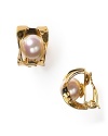 Slip on Majorica's classic glamour with these über feminine man-made pearl earrings framed in goldplate.