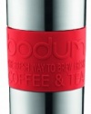 Bodum Double-Wall Stainless Steel Travel Coffee and Tea Press with Bonus Lid, 0.45L, 16oz, Red