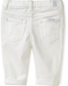 7 For All Mankind Baby-Girls Infant Front Closure Denim Crop and Roll Pant, Clean White, 18 Months