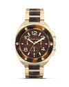 Tap this season's tortoise shell trend with this watch from MICHAEL Michael Kors. It's tonal face and bold bracelet perfect jet set chic, so wear it to give looks first class attitude.