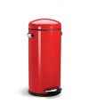 simplehuman Round Retro Step Trash Can, Red Steel, 30-Liter / 8-Gallon